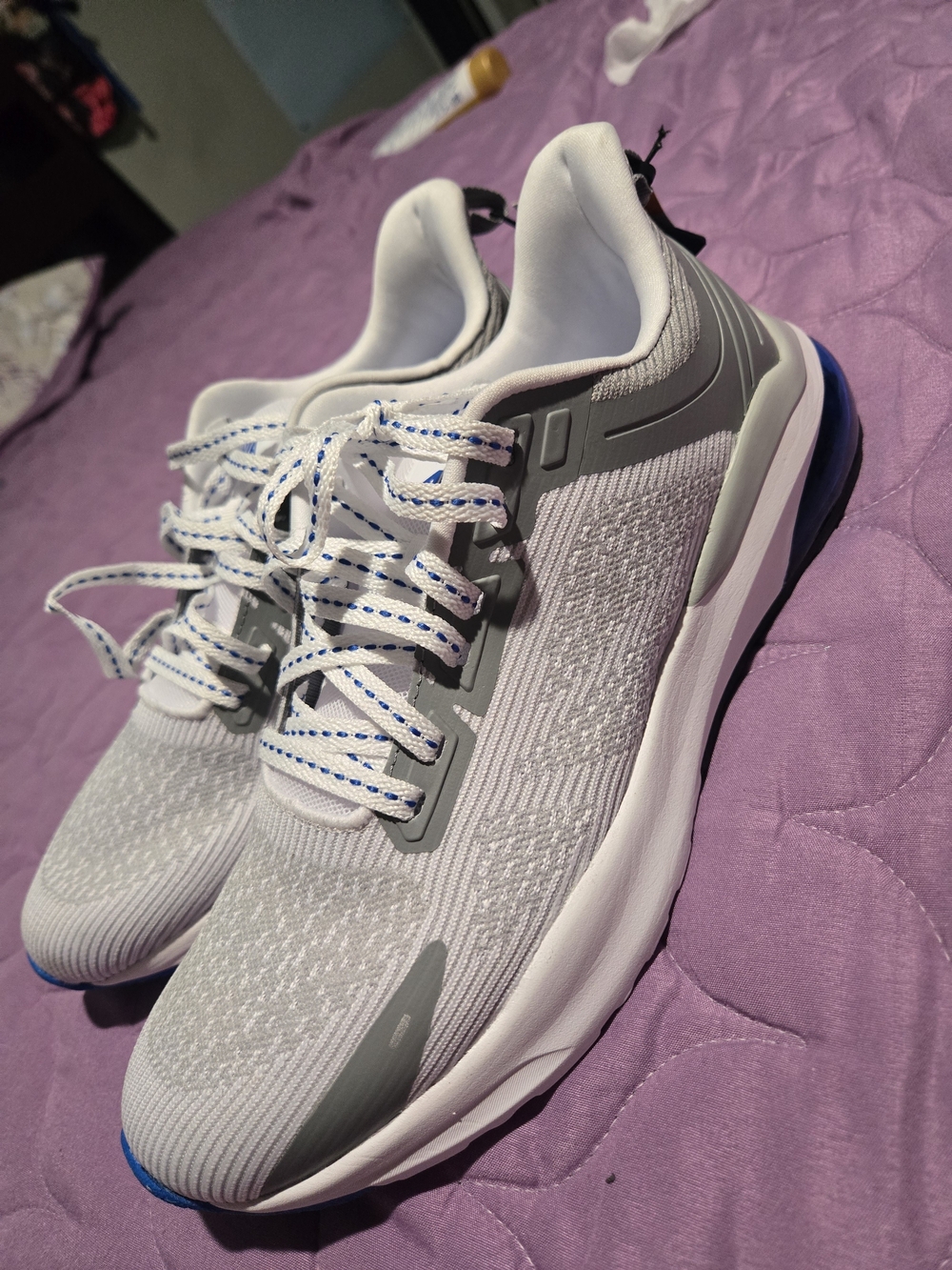 Avia Men's Light Gray and Blue Athletic Running Shoes